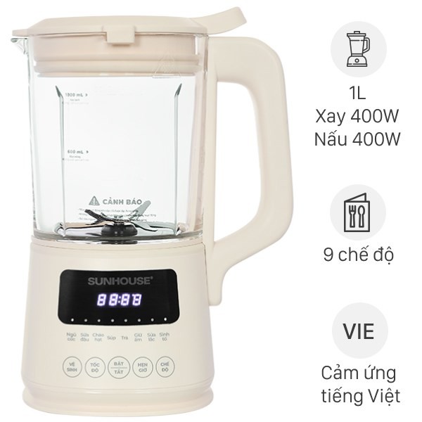 Máy làm sữa hạt đa năng Sunhouse SHD5261 với thiết kế hiện đại