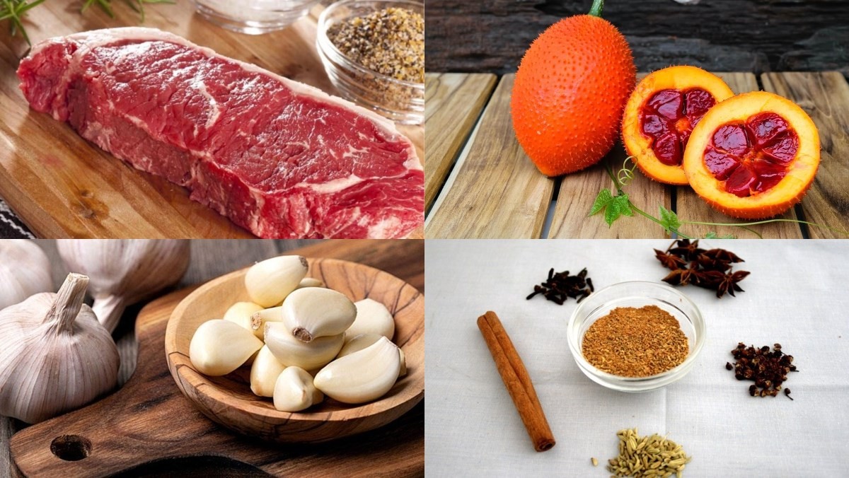 Quy trình sơ chế gấc và nạm bò trước khi chế biến món ăn