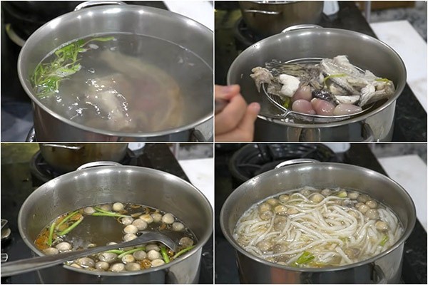 Nấu nước dùng bánh canh cá lóc