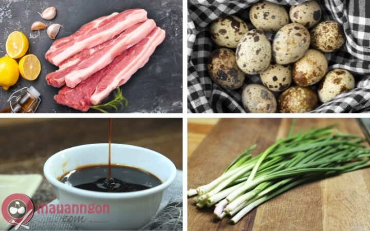 Các nguyên liệu chuẩn bị cho món chả rươi xúc bánh đa tại nhà