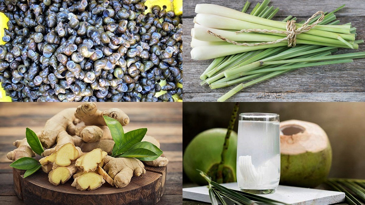 Nguyên liệu chuẩn bị cho món ốc hút thơm ngon