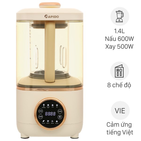 Máy làm sữa hạt Rapido RHB-600D nhỏ gọn, tiện lợi cho gia đình