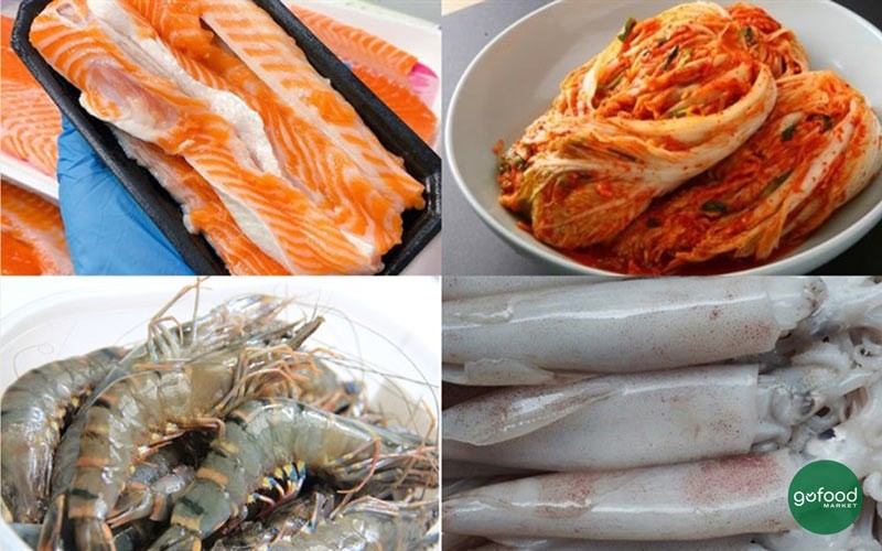 Quy trình sơ chế đầu cá hồi và các nguyên liệu khác để nấu lẩu kim chi