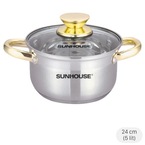Nồi inox 5 đáy Sunhouse SHG24224 - dụng cụ nấu nước bún bò tiện lợi