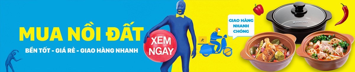 Banner quảng cáo nồi đất tiện dụng, hỗ trợ các cách nấu há cảo ngon và nhiều món ăn khác.