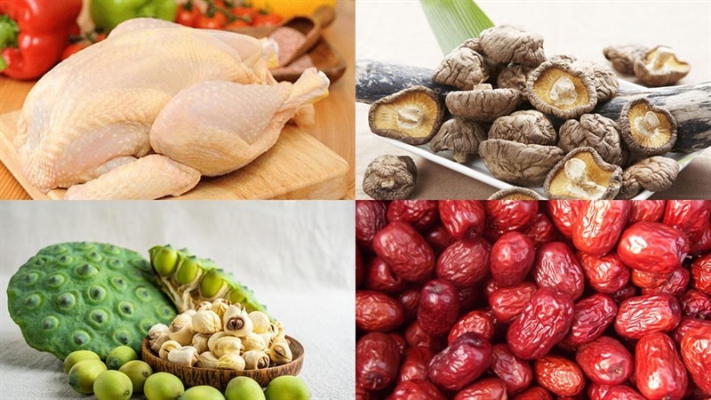 Nguyên liệu chính cho món gà hầm hạt sen