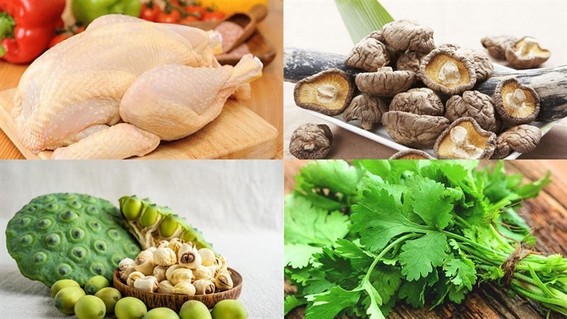 Nguyên liệu chính cho món canh gà hạt sen
