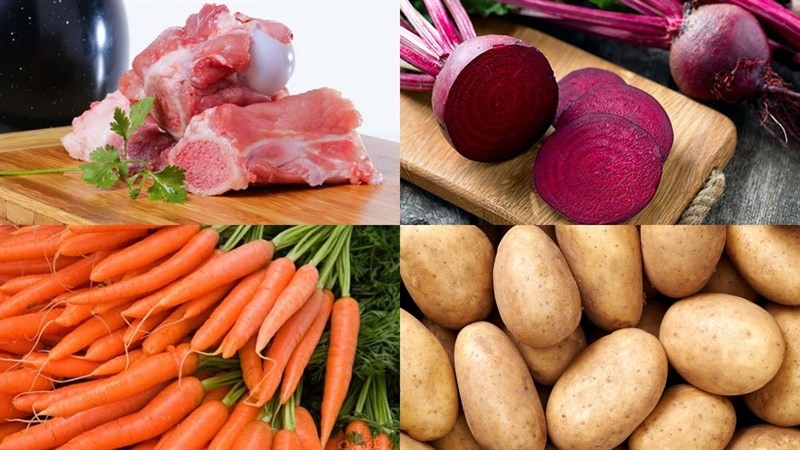 Nguyên liệu tươi ngon cho món canh củ dền nấu xương