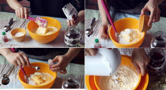 Cách bánh bánh Tiramisu hoa quả - Trộn đều hỗn hợp kem whipping, phô mai, đường và vani