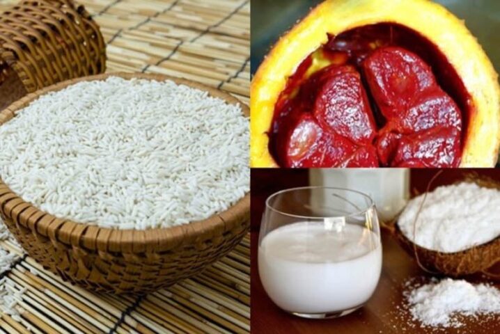 Nguyên liệu nấu xôi gấc nước cốt dừa