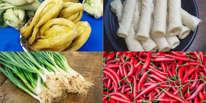 Nguyên liệu mì căn chay được bày biện sạch sẽ cho món ăn