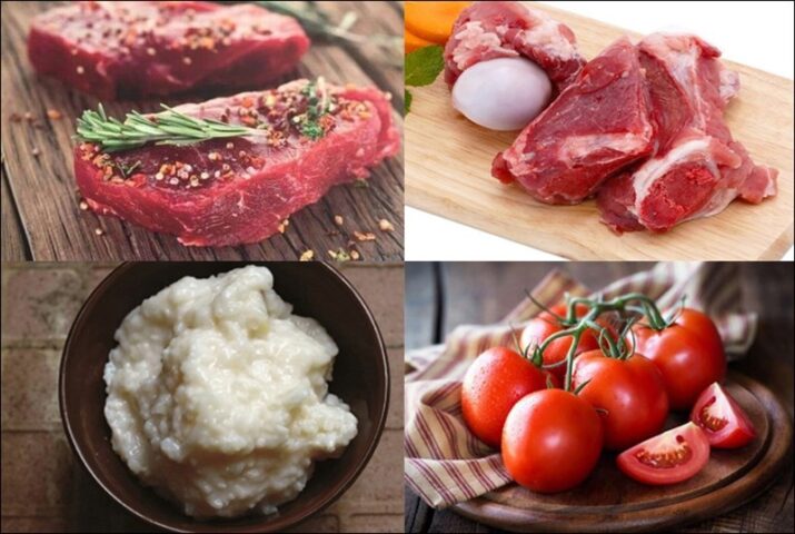 Nguyên liệu chính và rau sống để làm món lẩu thịt trâu nhúng mẻ thơm ngon