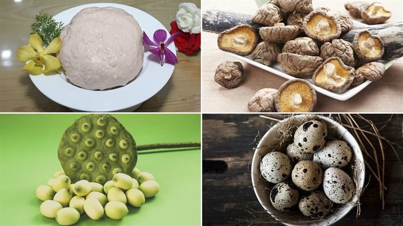 Nguyên liệu món ăn canh mọc ngũ sắc và canh mọc hạt sen