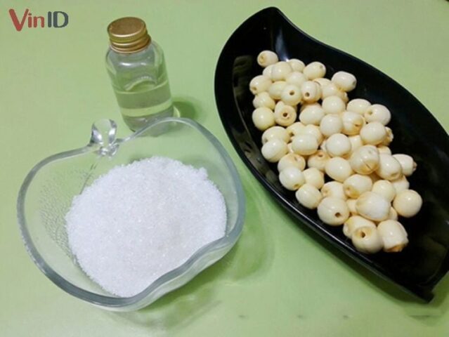 Các nguyên liệu cần thiết để nấu chè hoa bưởi hạt sen tại nhà