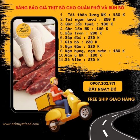 Bảng giá tham khảo các loại thịt bò tươi cho món phở bò truyền thống