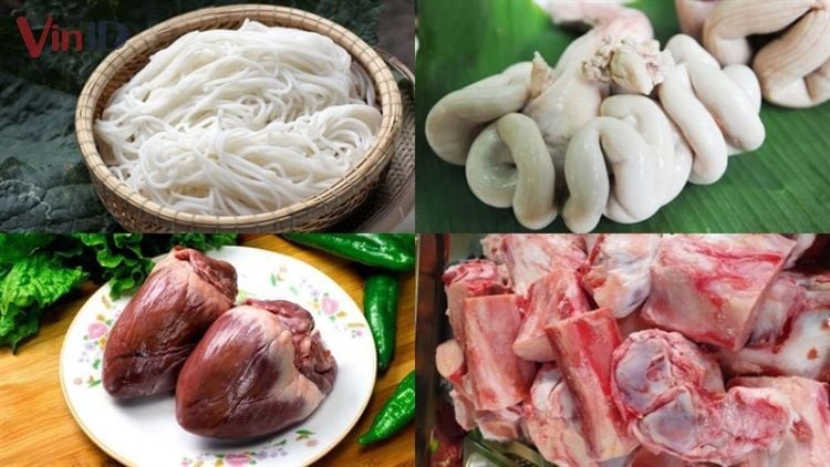 Nguyên liệu chế biến món bún lòng lợn