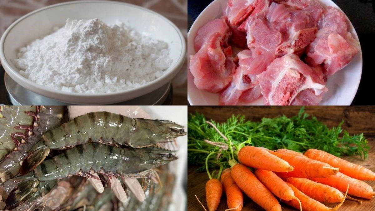 Các nguyên liệu tươi ngon cần thiết để nấu bánh bột lọc xương heo tại nhà