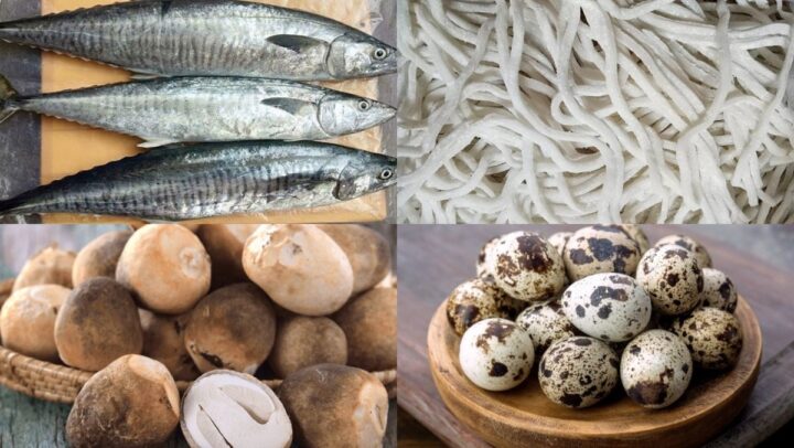 Nguyên liệu tươi ngon chuẩn bị cho món bánh canh chả cá Quy Nhơn