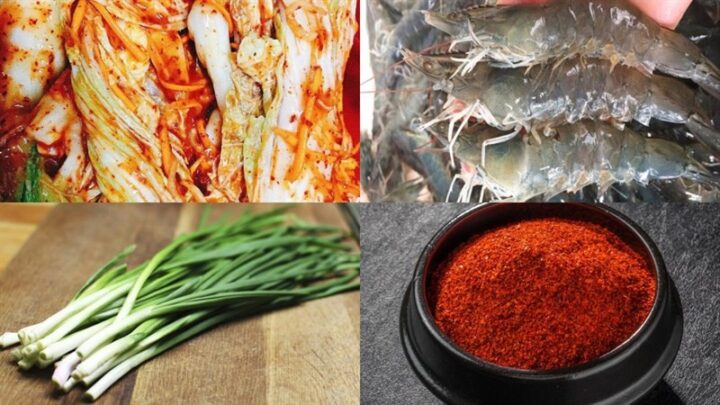 Nguyên liệu món ăn canh kim chi hải sản