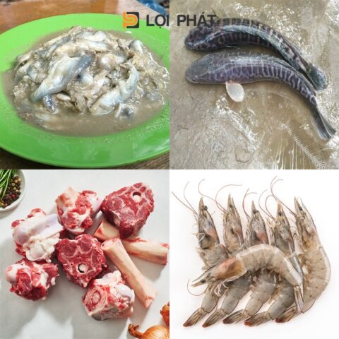 Các loại gia vị chuẩn bị để nấu bún nước lèo Trà Vinh