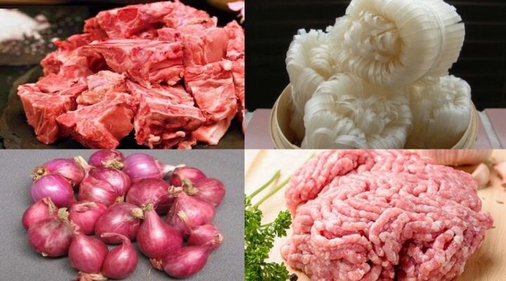 Nguyên liệu tươi ngon chuẩn bị cho cách nấu bánh đa xương heo