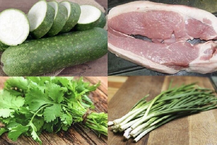 Các nguyên liệu tươi ngon để nấu canh bí thịt heo thơm mát