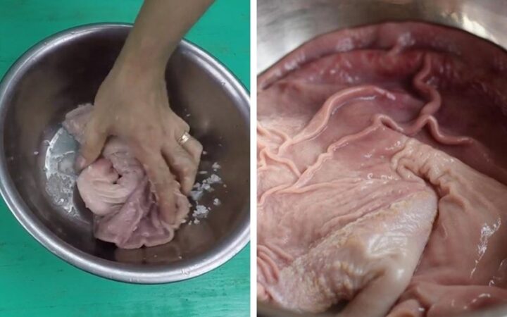 Sơ chế nguyên liệu cho món lẩu bao tử hầm tiêu