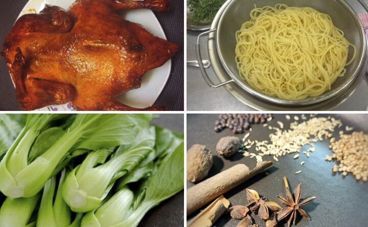 Nguyên liệu chính làm mì vịt tiềm bằng vịt quay