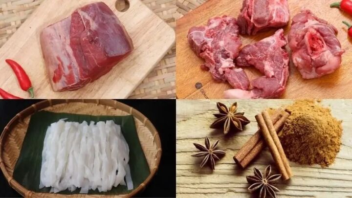 Nguyên liệu chính cho món phở bò nước dùng xương heo
