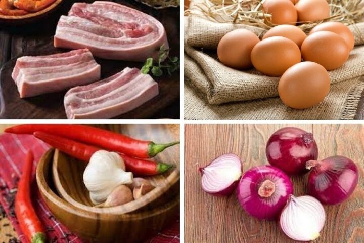 Nguyên liệu chính cho cách nấu thịt kho tàu không cần nước dừa chuẩn vị