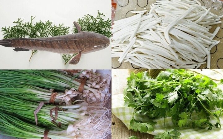 Nguyên liệu chuẩn bị cho cách nấu bánh canh cá lóc Quảng Trị