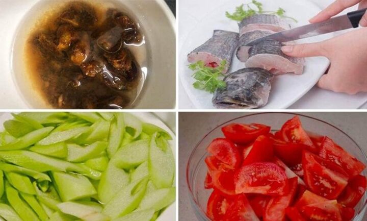 Sơ chế và chuẩn bị các nguyên liệu nấu canh cá dọc mùng không ngứa