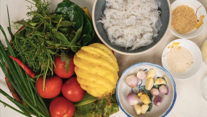 Các nguyên liệu tươi ngon chuẩn bị cho món canh cá ngần