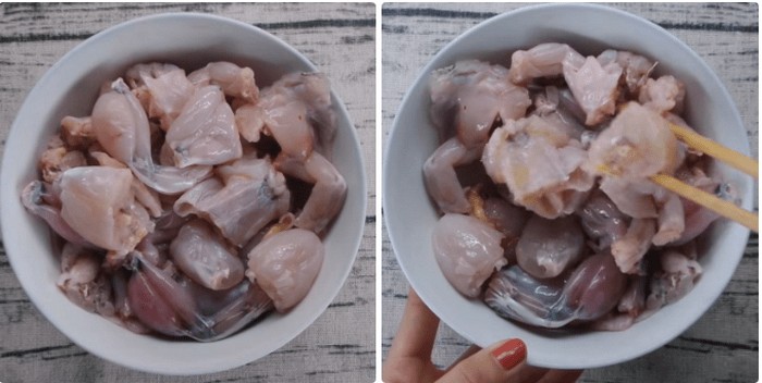 Công đoạn làm sạch, khử mùi tanh và ướp gia vị cho thịt ếch!