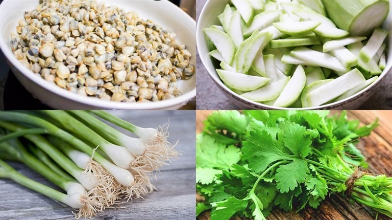 Nguyên liệu tươi ngon cho món canh bầu nấu hến