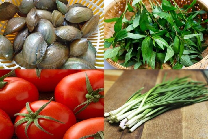 Bát canh trai rau răm nóng hổi với thịt trai ngọt mềm, rau răm xanh tươi và cà chua đỏ au, chuẩn vị cho bữa ăn gia đình