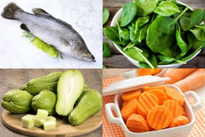 Nguyên liệu tươi ngon cho món cháo cá chẽm rau củ bổ dưỡng cho bé