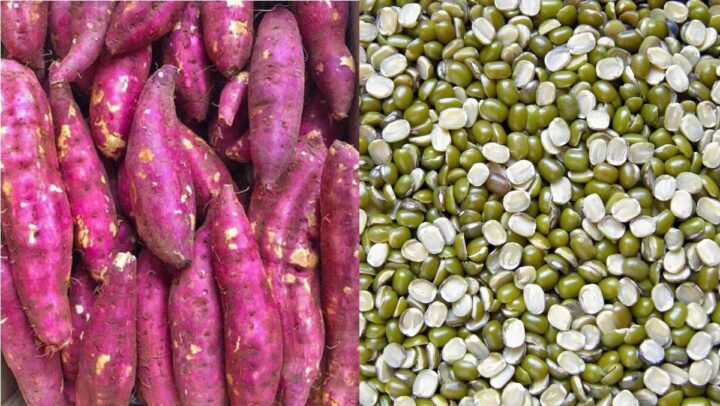 Nguyên liệu nấu cháo khoai lang đậu xanh tươi ngon