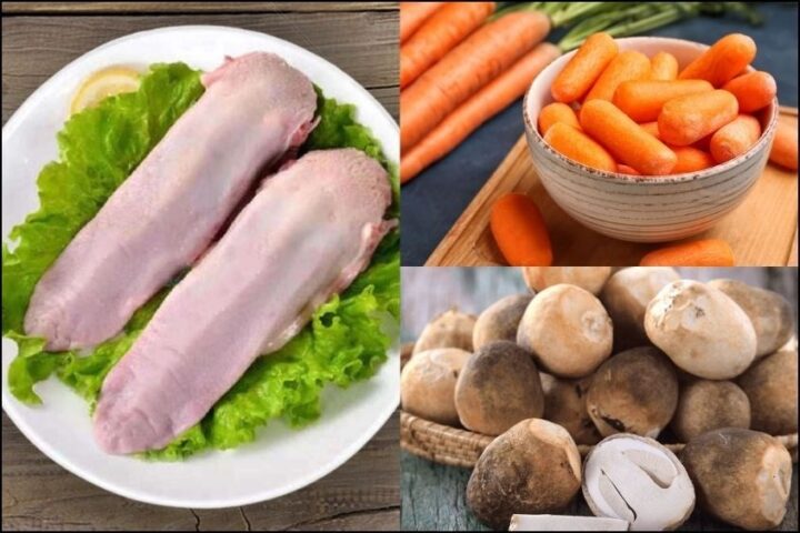 Cháo lưỡi heo cho bé nấu cùng cà rốt, nấm rơm giàu vitamin và khoáng chất
