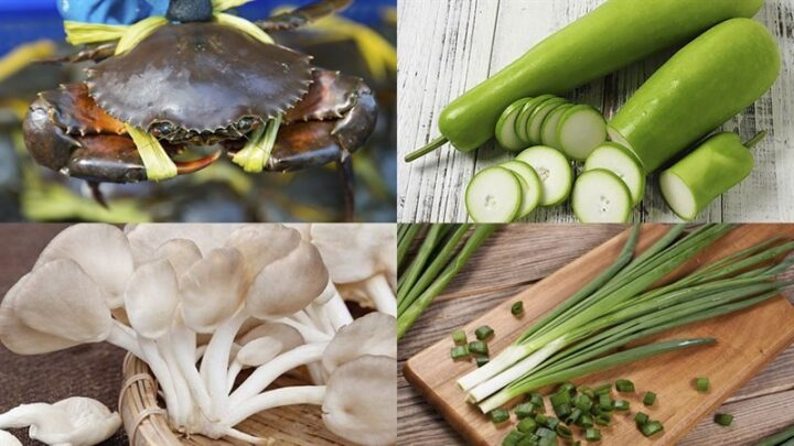 Tổng quan các nguyên liệu tươi ngon chuẩn bị cho món cua nấu bầu