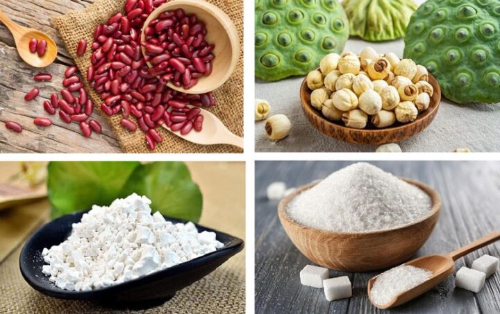 Nguyên liệu chuẩn bị cho cách nấu chè đậu đỏ hạt sen