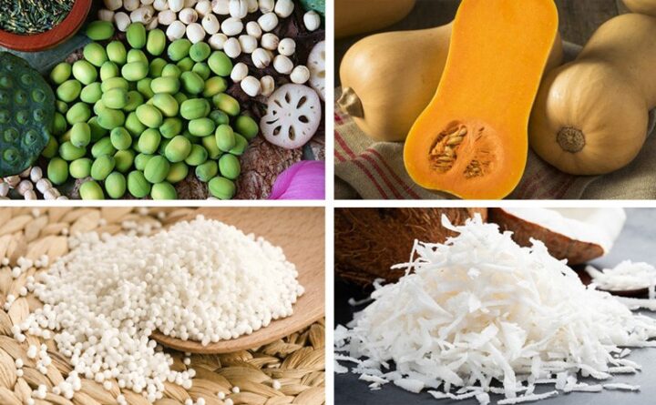 Nguyên liệu chính chuẩn bị để nấu chè bí đỏ hạt sen thơm ngon tại nhà