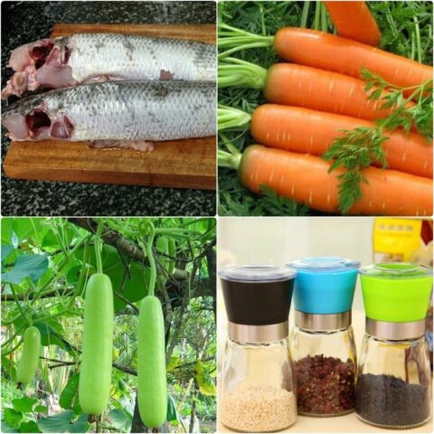 Nguyên liệu món ăn cá lóc hấp bầu