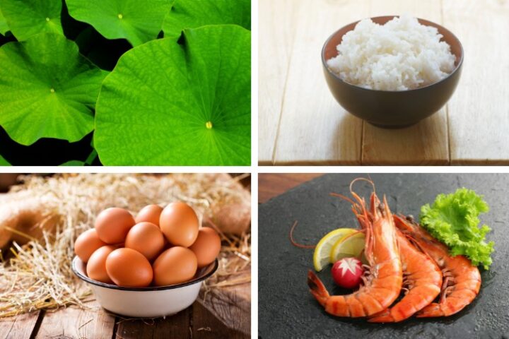 Nguyên liệu tươi ngon cho cách nấu cơm lá sen