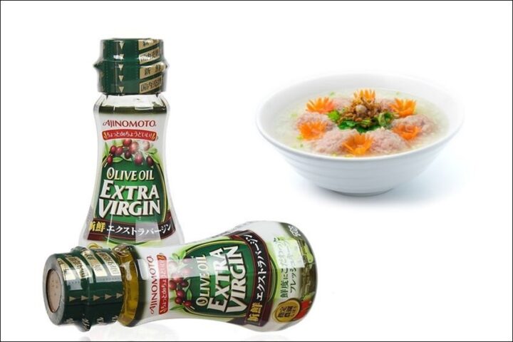 Dầu oliu ăn dặm bổ sung dinh dưỡng cho cháo vịt rau ngót của bé