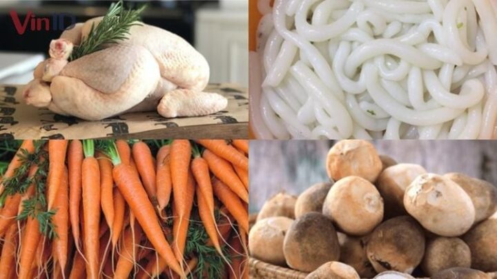 Nguyên liệu tươi ngon chuẩn bị cho món bánh canh gà truyền thống