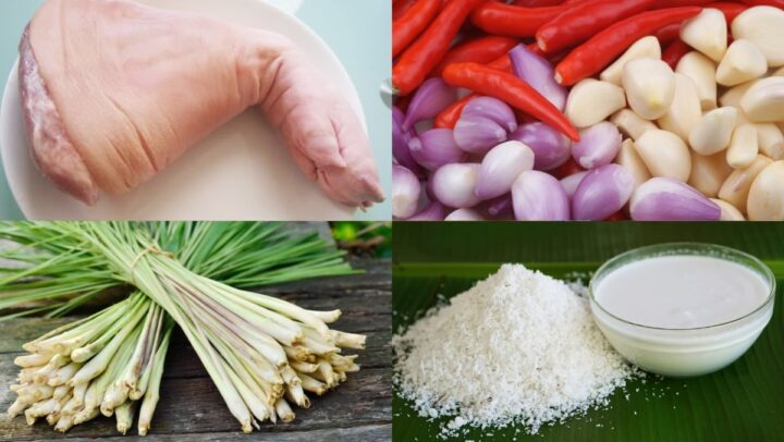Các nguyên liệu tươi ngon để nấu giò heo giả cầy miền Tây