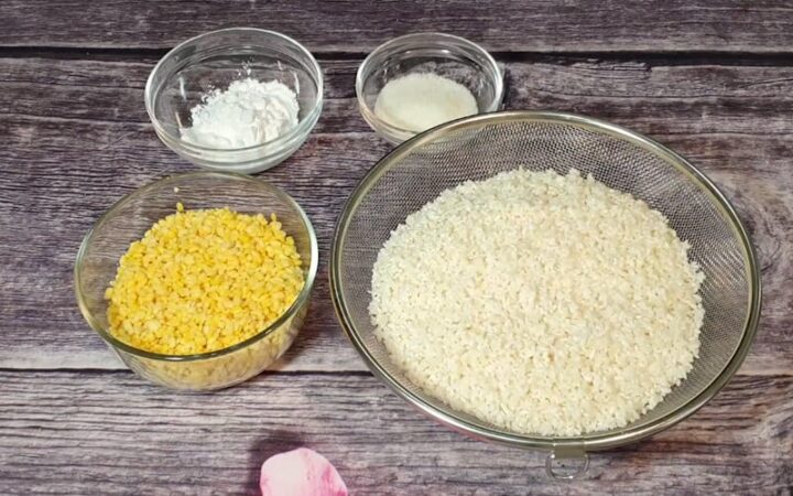 Nguyên liệu chuẩn bị cho cách nấu xôi chè cúng đậu xanh truyền thống