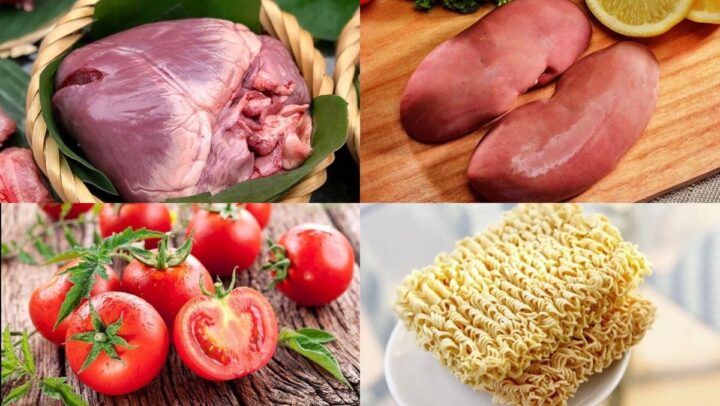 Nguyên liệu tươi ngon để nấu mì chua cay tim cật