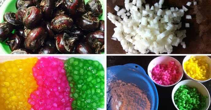 Quy trình làm hạt lựu từ củ mã thầy phủ bột năng cho món chè trân châu hạt lựu